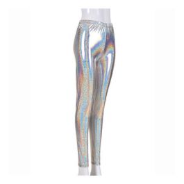 Festival Outfits - Shiny Holographic Red Leggings Mermaid Print