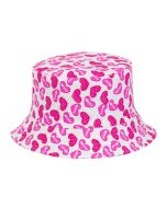 Children's sun hat with pink hearts design.  These children's bucket hats are foldable to fit in your bag or pocket.  They are very comfortable cotton sun hats. Pretty little thing.