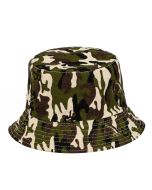 Children's cotton sun hat with camo print.  These kid's bucket hats are comfortable and can be folded to fit in your bag or pocket. Pretty little thing.