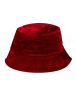 Foldable Velvet Bucket Sun Hat Burgundy