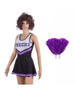 Black And Purple Cheerleader Fancy Dress Outfit