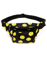 Smiley Face Print Festival Bum Bag With Pockets Adjustable Strap