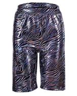 Shiny holographic zebra print cycling shorts.  These shiny metallic animal print cycling shorts make great dance wear of festival wear for your funky festival outfit. Pretty little thing.