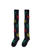 Rasta Ganja Print Over Knee Festival Welly Socks