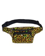 Gold holographic leopard print bum bag with adjustable strap and pockets.  These shiny gold leopard print bumbags make great festival wear to compliment your festival outfit.  Pretty little thing.