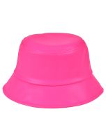 Neon Pink PU Bucket Sun Hat or Rain Hat.  These neon pink rave hats are foldable to fit in your bag or pocket for added convenience.  They make for very funky festival wear to finish off your festival outfit.  Pretty little thing.