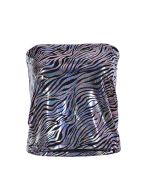 Shiny Holographic Zebra Print Strapless Top.  These metallic zebra print strapless tops make great festival wear for your funky festival outfit, Pretty little thing.