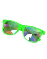 Neon green kaleidoscope glasses with prism lenses.  These Kaleidoscope wayfarer glasses make a great festival wear accessory to your funky festival outfit. Pretty little thing.