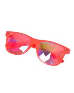 Neon orange kaleidoscope wayfarer style glasses.  These kaleidoscope glasses make a great festival wear accessory to your funky festival outfit.   Pretty little thing.