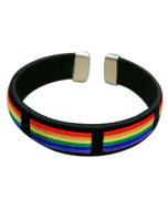 Rainbow gay pride wrist cuff in black.  Ideal LGBTQ+ gift for your loved one.