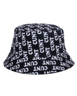 C*unt print bucket hat. These funky sun hats are fast selling and make perfect rave hats. Great festival hats or festival wear accessories.  Many bucket hats available.