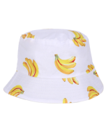 Banana Print Bucket Hat White Festival Hat, Rave Hat, Sunhat