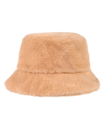 Beige Faux Fur Fluffy Bucket Hat Festival Hat