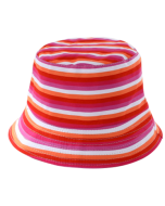 Lesbian Pride bucket hat with thin stripes. . Also available, rainbow pride hats, bisexual pride hats, gay pride hats, pansexual pride hats, non binary and transgender hats.