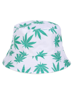 Green and White GAnja Print Festival Bucket Hat Rave Hat Sun Hat