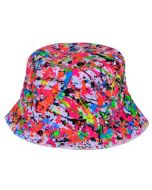 UV reactive splatter hat.  These hand painted bucket sun hats can be folded to fit in your bag.  They make great rave hats or festival wear for your festival outfit.  Pretty little thing.