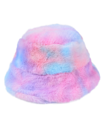 Tie dye faux fur soft, warm and fluffy bucket hat or festival hat.  Nice warm festival hat for those chilli festival evenings.  Many colours of fluffy bucket hats available as well as matching bags