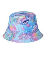 Blue Mushroom Print Festival Hat Bucket Hat Sun Hat