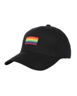 Gay Pride baseball cap in black with embroidered gay pride flag.  May gay pride hats to choose from as well as transgender pride, bisexual pride, lesbian pride and more.