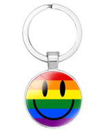 Smiley Face Rainbow Gay Pride Keyring.  LGBTQ+ Keyrings