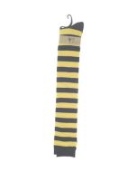 Stripy yellow and black festival welly socks.  These long over the knee welly socks are the perfect festival wear accessory to complete your festival outfit. Pretty little thing.