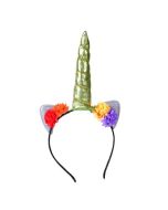 Green unicorn horn headband.  These unicorn head bands make great festival wear accessories to compliment your funky festival outfit.  Pretty little thing.