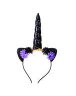 Black unicorn horn headband.  These unicorn head bands make great festival wear accessories for your funky festival outfit.  Pretty little thing.