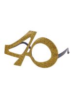 Novelty gold '40' glasses.  These '40' glasses are great for a 40th birthday party or 40th anniversary. Pretty little thing.