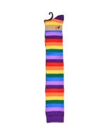 Rainbow striped welly socks.  These long over the knee multicoloured welly socks are the perfect accessory to your funky festival outfit.  Pretty little thing.