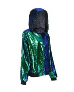 Green sequin hooded jacket festival jacket  These green sequin hooded bomber jackets make a great festival outfit.   Pretty little thing.  Green sequin hooded bomber jacket.