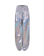 Silver holographic harem pants or gene trousers.  These silver harem pants or harem trousers make great festival wear for your funky festival outfit.  Pretty little thing.