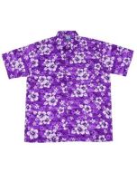 Purple floral Hawaiian shirt with hibiscus flower. Cool comfortable retro purple Hawaiian shirts for holidays and festival outfits. Small to 4XL Pretty little thing