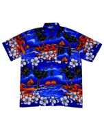 Classic retro Hawaiian shirt in blue with pam trees.  These blue retro Hawaiian shirts make a great festival outfit the Hawaiian shirts sizes small to 4XL. Pretty little thing