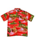 Red retro Hawaiian shirt with waterfall.   This Hawaiian shirt is cool and comfortable for holidays and festival outfits alike.  Sizes small to 4XL available Pretty little thing.