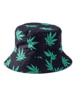 Foldable Cotton Bucket Hat with Ganja Print