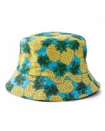 Cotton Bucket Sun Hat With Pineapple Print