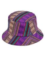 Purple Hippy Bucket Sun Hat With Aztec Design