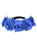 Large blue flower crown flower garland.  These floral headdresses can be worn at a wedding or as a festival wear accessory to your festival outfit.  Pretty little thing.