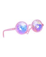 Round, pink kaleidoscope glasses with prism lenses.  These kaleidoscope glasses make a great festival wear accessory to your funky festival outfit. Pretty little thing.