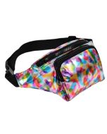 Shiny rainbow bum bag with adjustable straps and two pockets.  These metallic bum bags make great festival wear to compliment your funky festival outfit.  Pretty little thing.