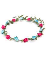 Pink and turquoise flower crown kids size.  Ideal flower crown for bridesmaids.  Pretty little thing.