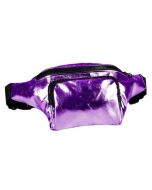 Shiny purple metallic bum bag with adjustable straps and two pockets.  These shiny bumbags make great festival wear for your funky festival outfit.  Pretty little thing.