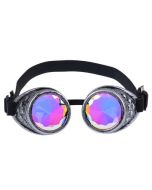 Antique silver steampunk goggles with kaleidoscope lenses.  Steampunk goggles, festival wear accessory to your festival outfit.   Pretty little thing.