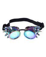 Neo Chrome steampunk goggles with kaleidoscope lenses   Neo chrome steampunk goggles, festival wear accessory festival outfit. Pretty little thing.