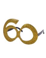 Novelty gold '60' glasses.  These novelty glasses are ideal for a 50th birthday party or 50th anniversary. Pretty little thing.