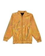 Shiny gold holographic bomber jacket.  Shiny gold bomber jacket.  Great festival jacket for your funky festival outfit.  70's 80's  90's metallic gold bomber jacket.  Pretty little thing.