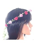 Two tone pink flower garland flower crown.  These flower crowns can be used as a floral headdress at a wedding or as a festival wear accessory to your festival outfit.  Pretty little thing