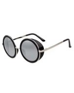 Steampunk sunglasses with silver lenses.  These round mirrored steampunk glasses make a great festival wear accessory to your funky festival outfit.   Pretty little thing.