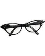 Black 1950's cat eye glasses with clear lenses.  These classic 1950's glasses make a great festival wear accessory to your funky festival outfit. Pretty little thing.