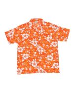 Orange floral Hawaiian shirt with hibiscus flower.  Cool, comfortable floral Hawaiian shirts, great for holidays and festival outfits.  Sizes Small to 3XL . Pretty little thing.